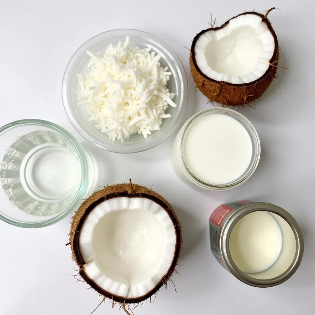 An array of coconut products