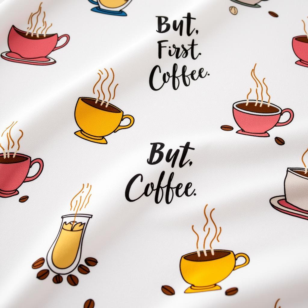 Coffee Cup Print Fabric