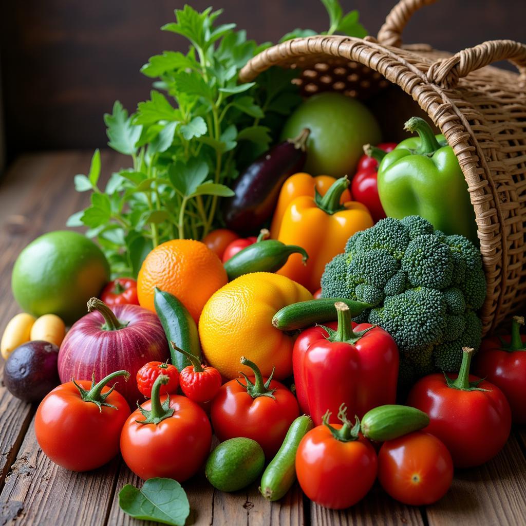 Assortment of Colorful Fruits and Vegetables