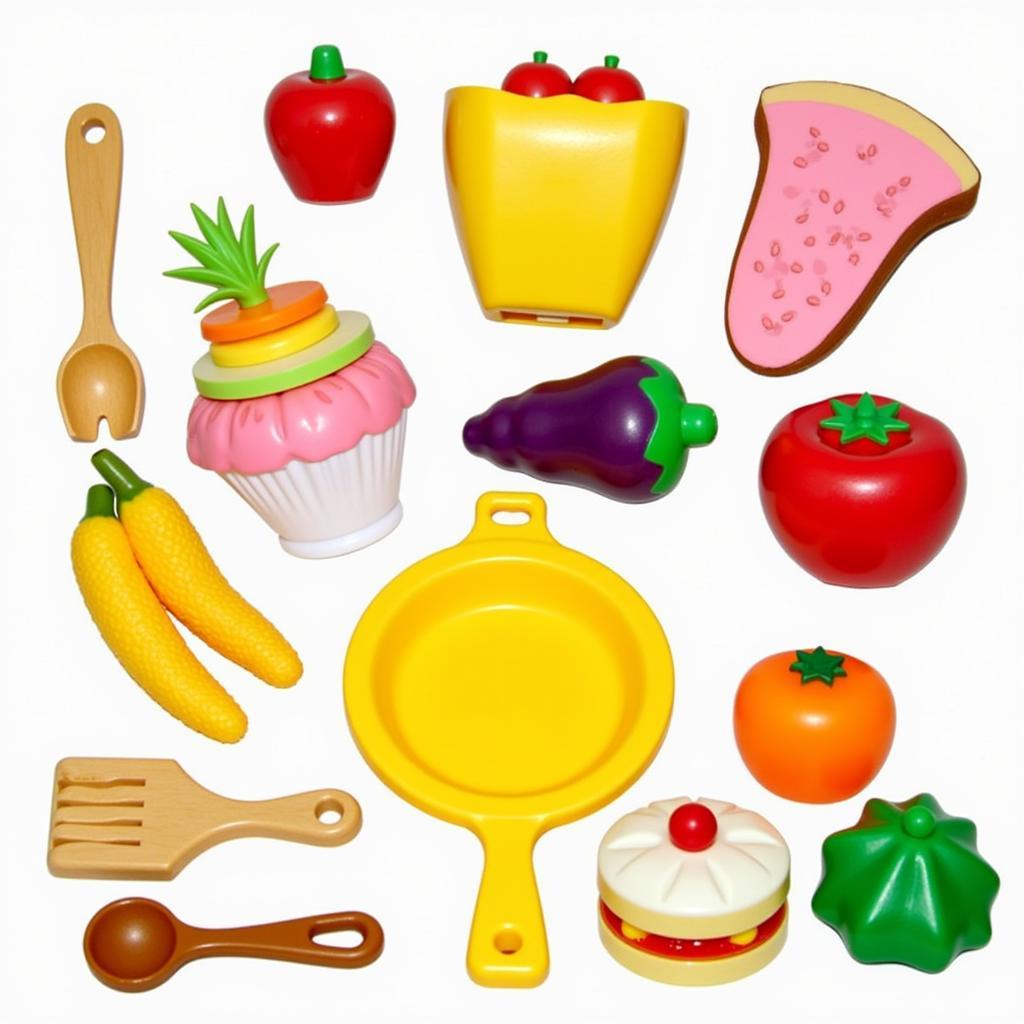 Colorful toy food set for kids' kitchen play