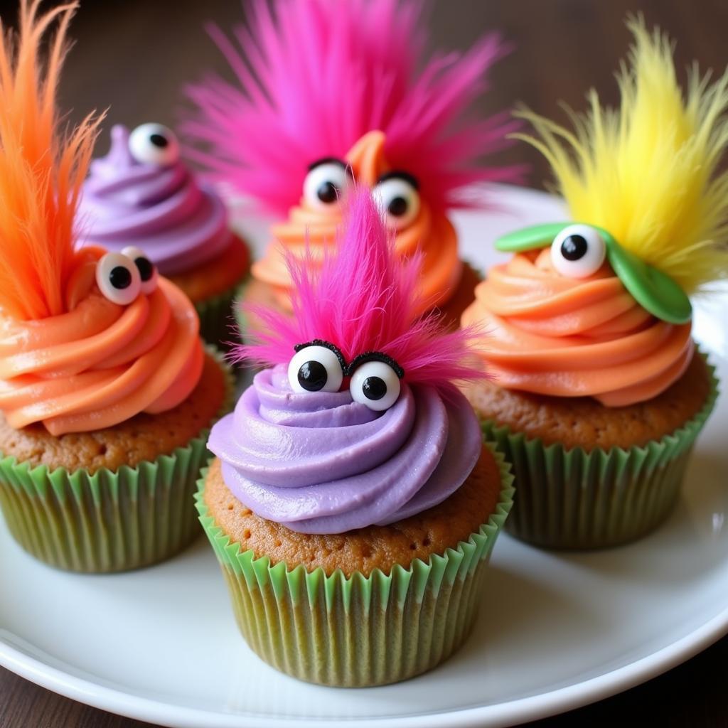 Colorful Troll Cupcakes