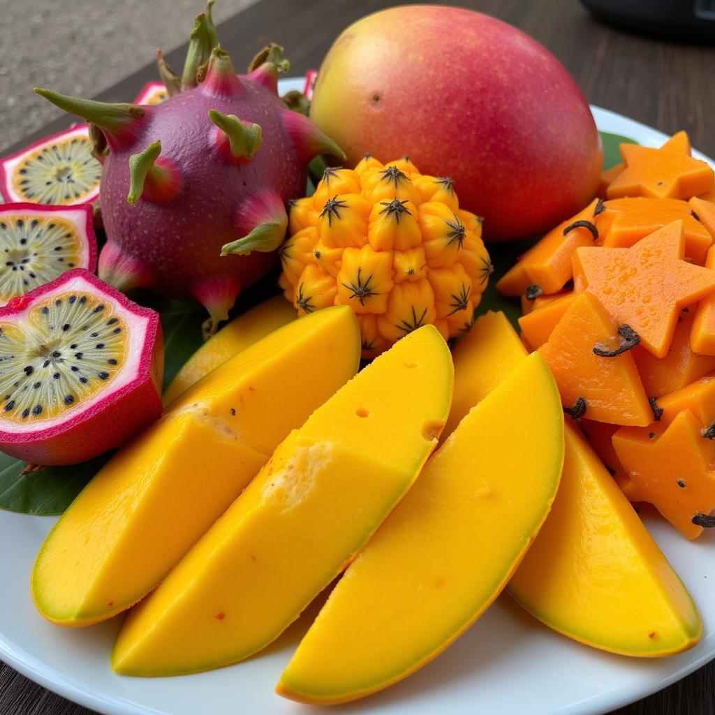 A Vibrant Platter of Exotic Tropical Fruits