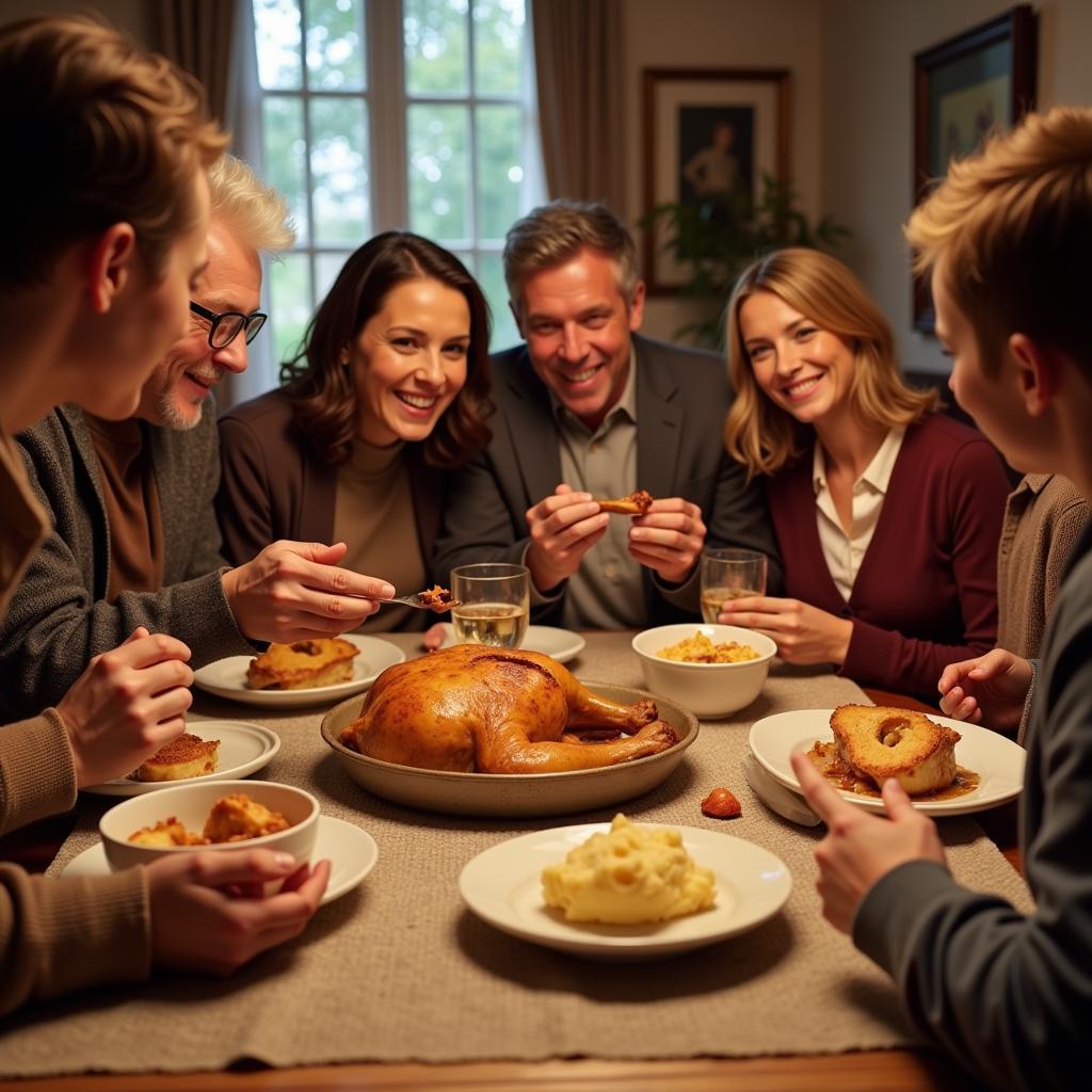 Friends and Family Enjoying Comfort Food