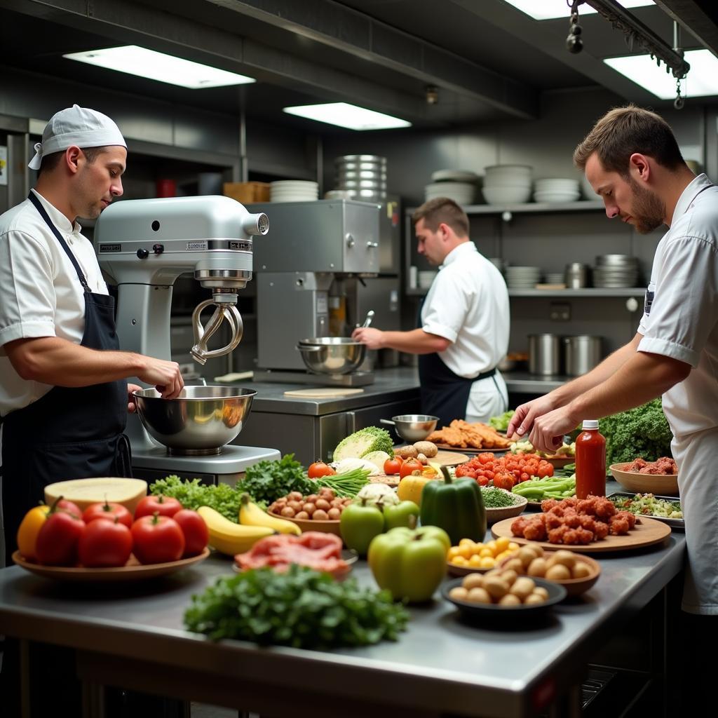 Commercial Kitchen Food Prep Setup