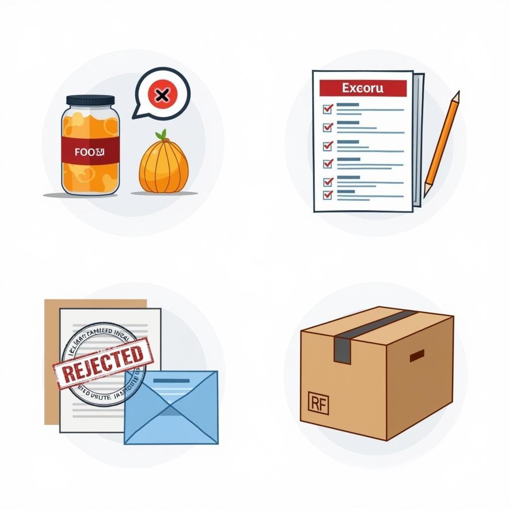 Visual representation of common errors in US food import process.