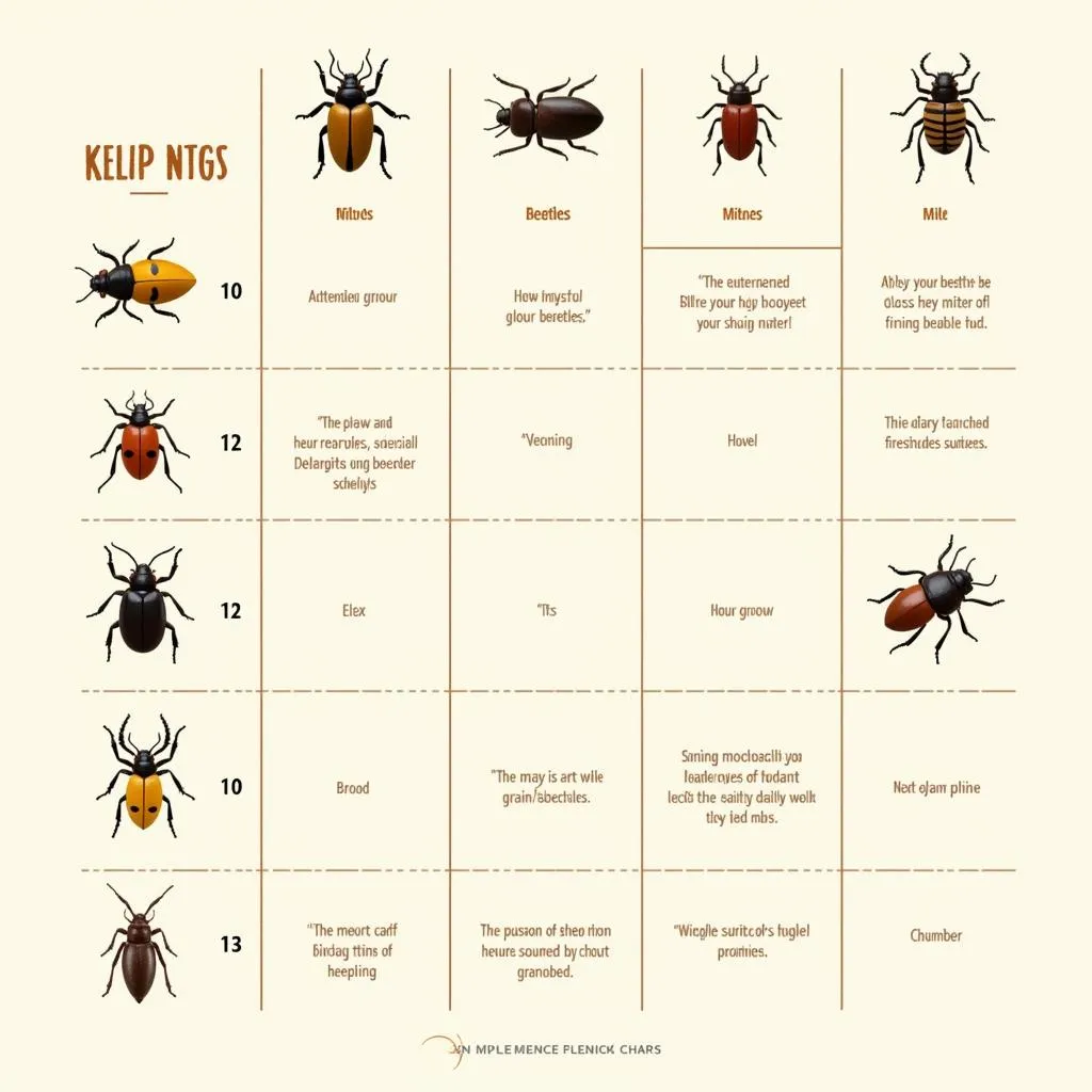 Chart illustrating different types of pantry bugs