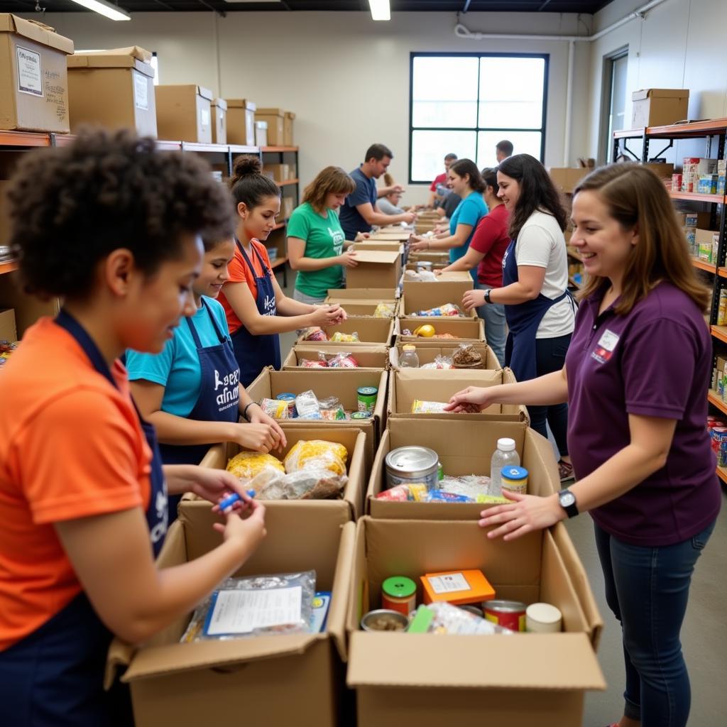 Volunteers Sorting Donations at a Community Cooperative Food Pantry