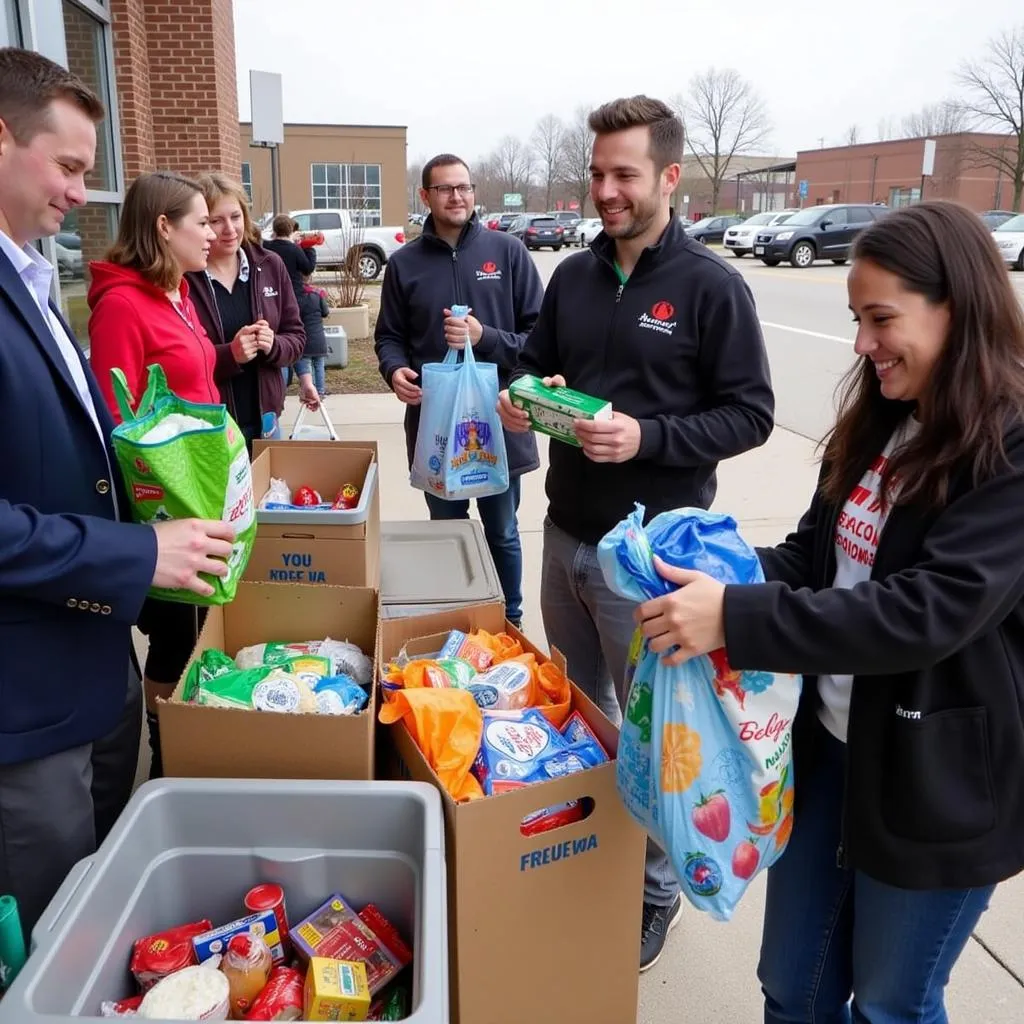 Community members participate in a food drive in Vineland, NJ