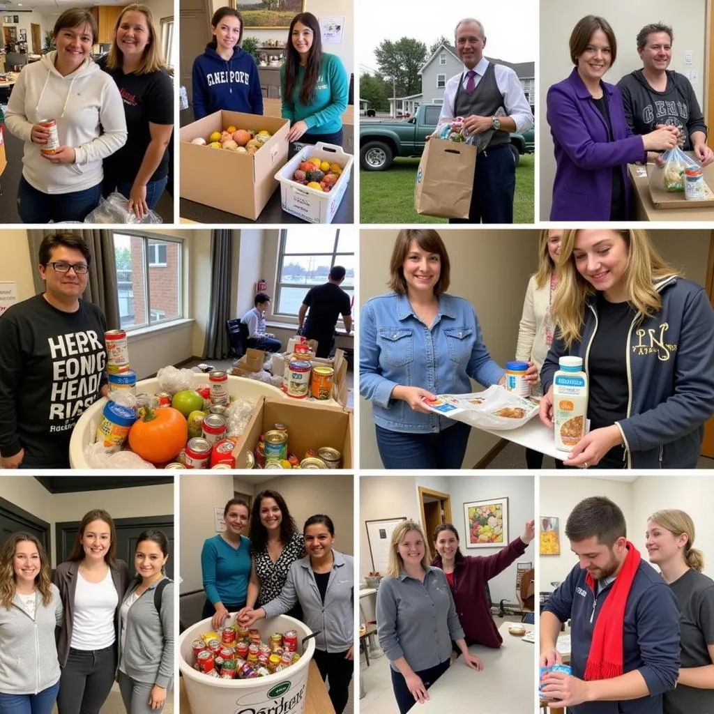 Community members participating in a food drive in Calhoun, GA