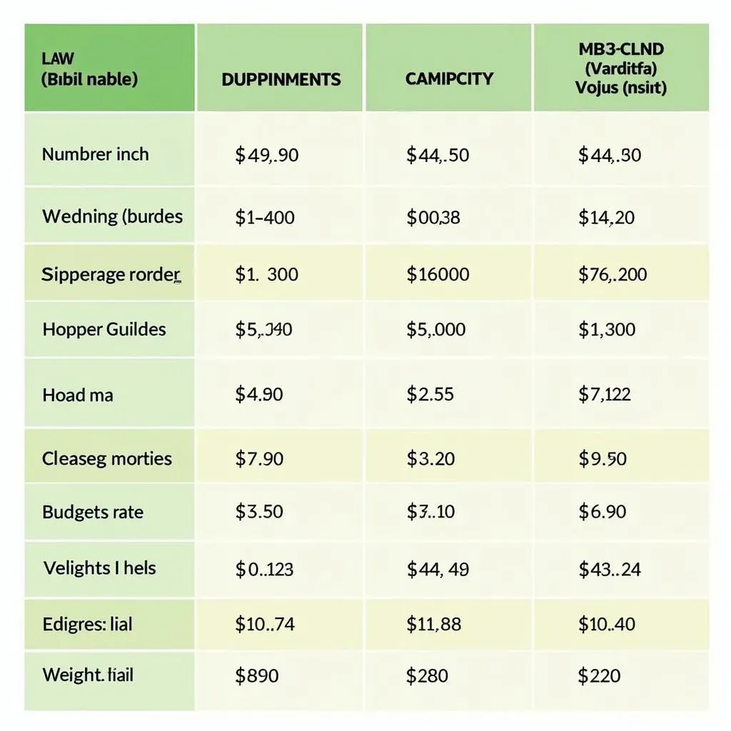 A comparison table showcasing key features of different food plot drill models