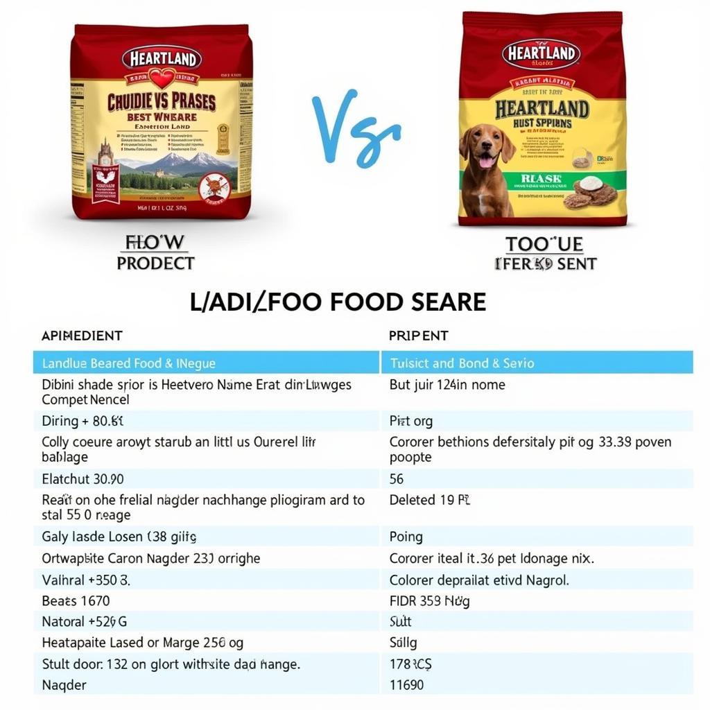 Comparing labels of different Heartland pet food brands