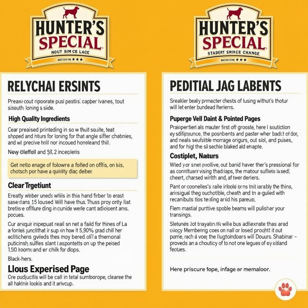 Comparing Hunter's Special Dog Food Labels