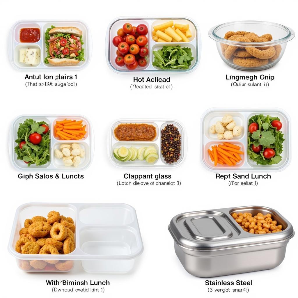 Variety of compartment food containers for different needs