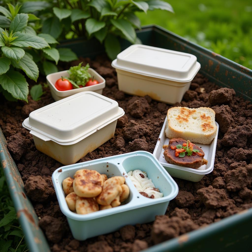 Compostable Food Containers in Compost Bin