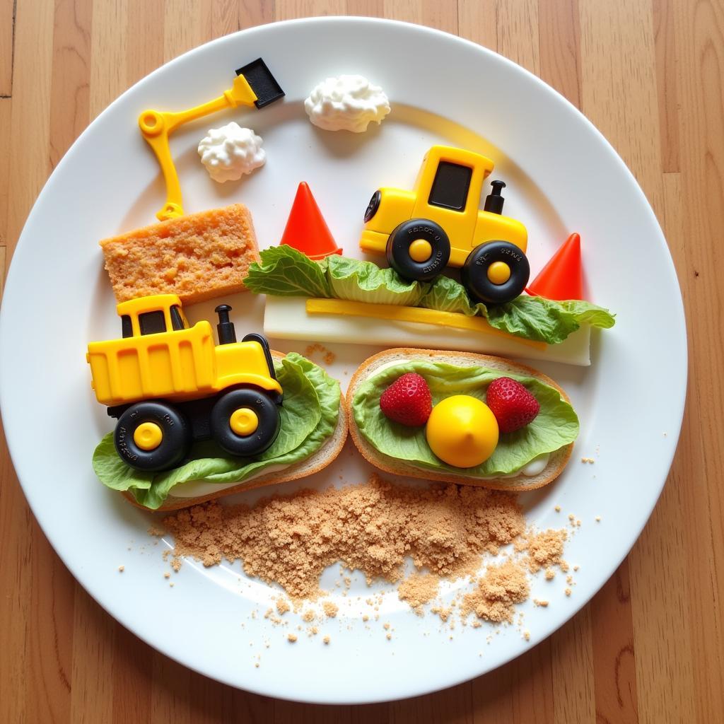 Construction-Themed Food Art on a Plate