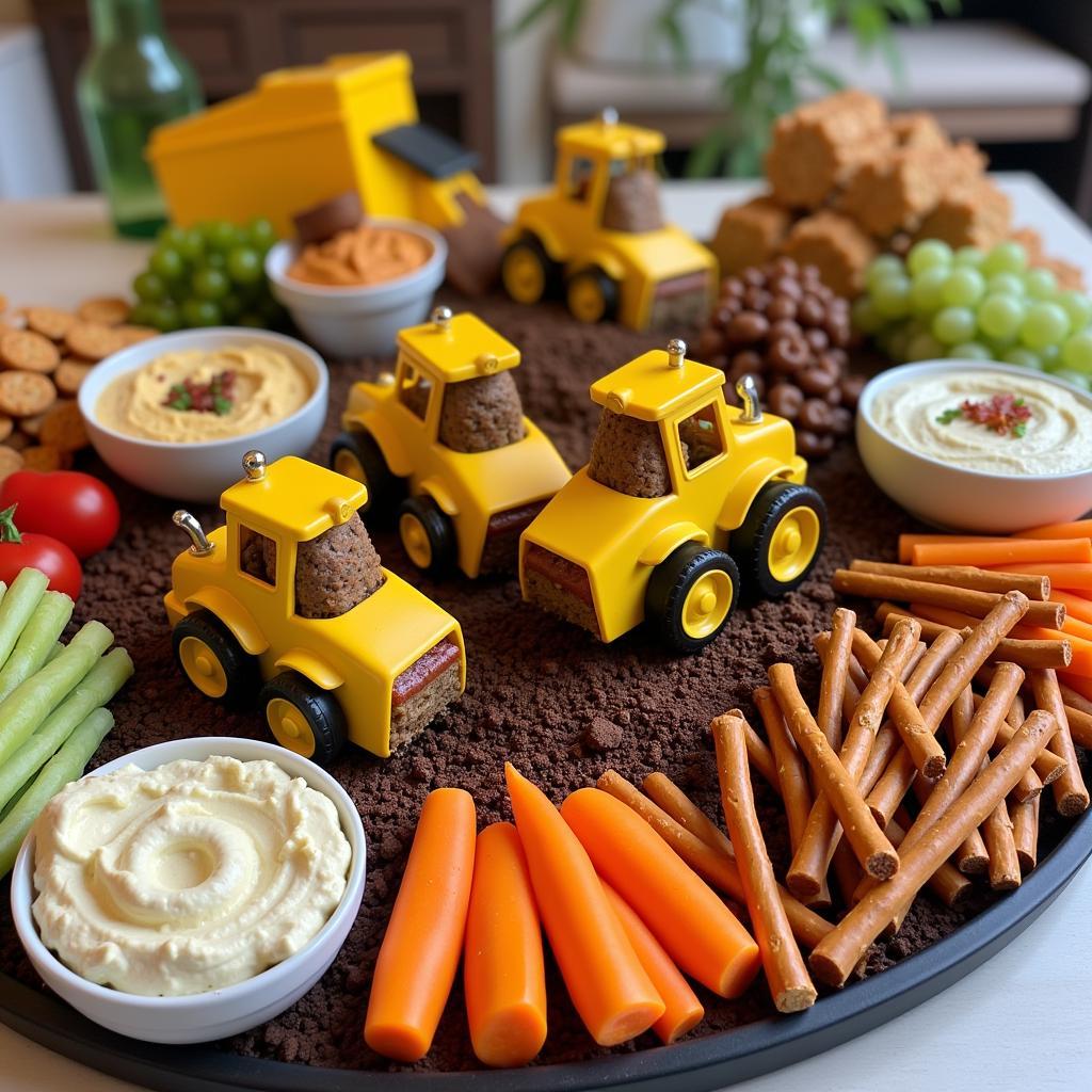 Construction themed main course platter