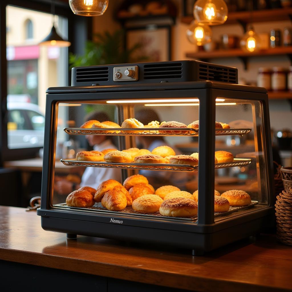 Countertop Nemco Food Warmer in a cafe setting.