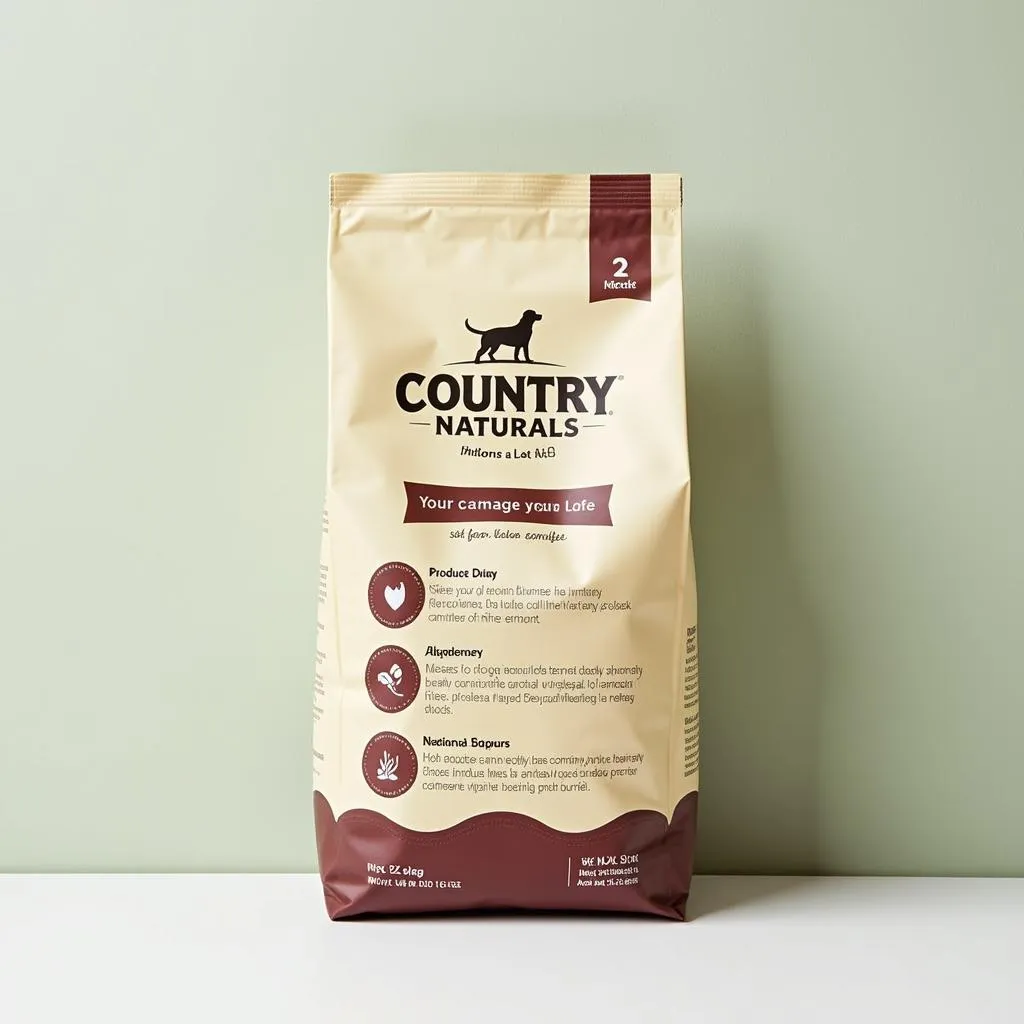 Bag of Country Naturals Dog Food on display