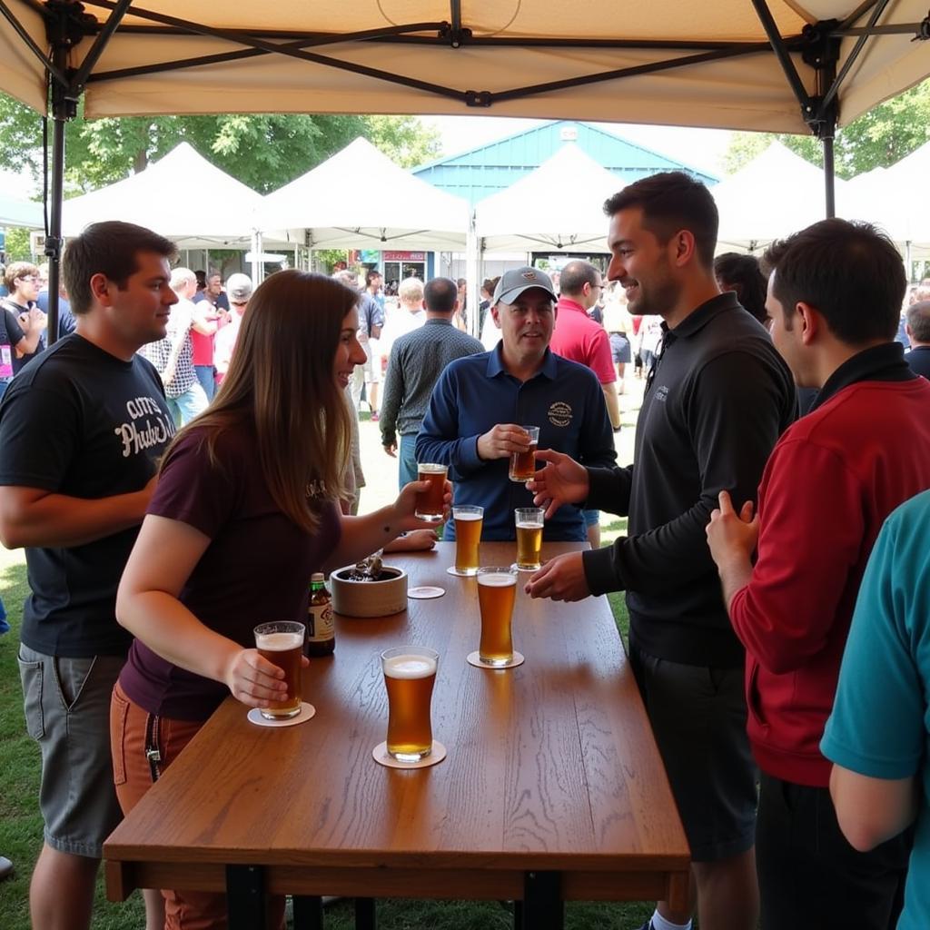 Attendees enjoying craft beer samples at the festival