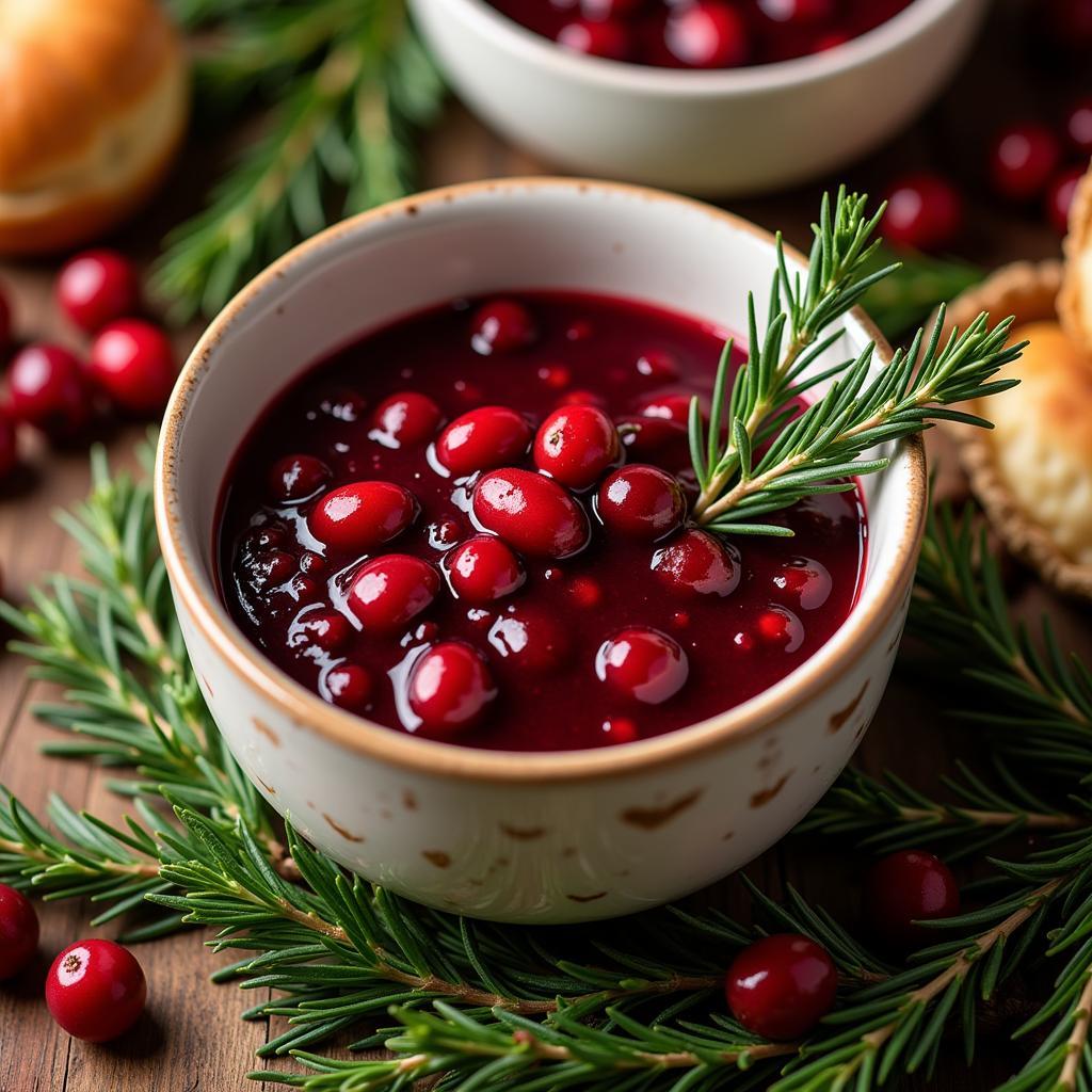 Cranberry Sauce on a Christmas Table