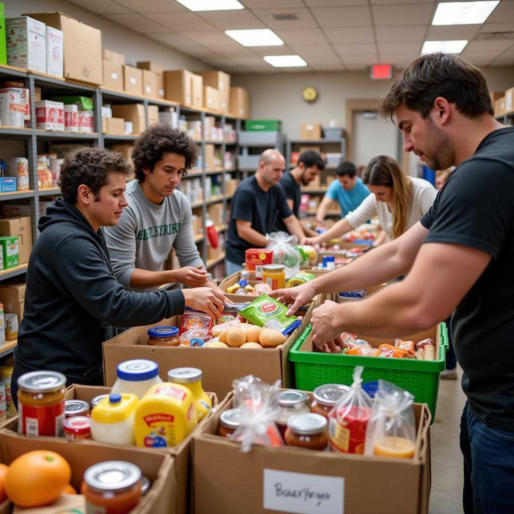 Volunteers sorting donations at a Crawford County food pantry