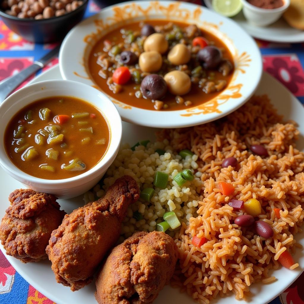 A vibrant platter of classic Creole dishes