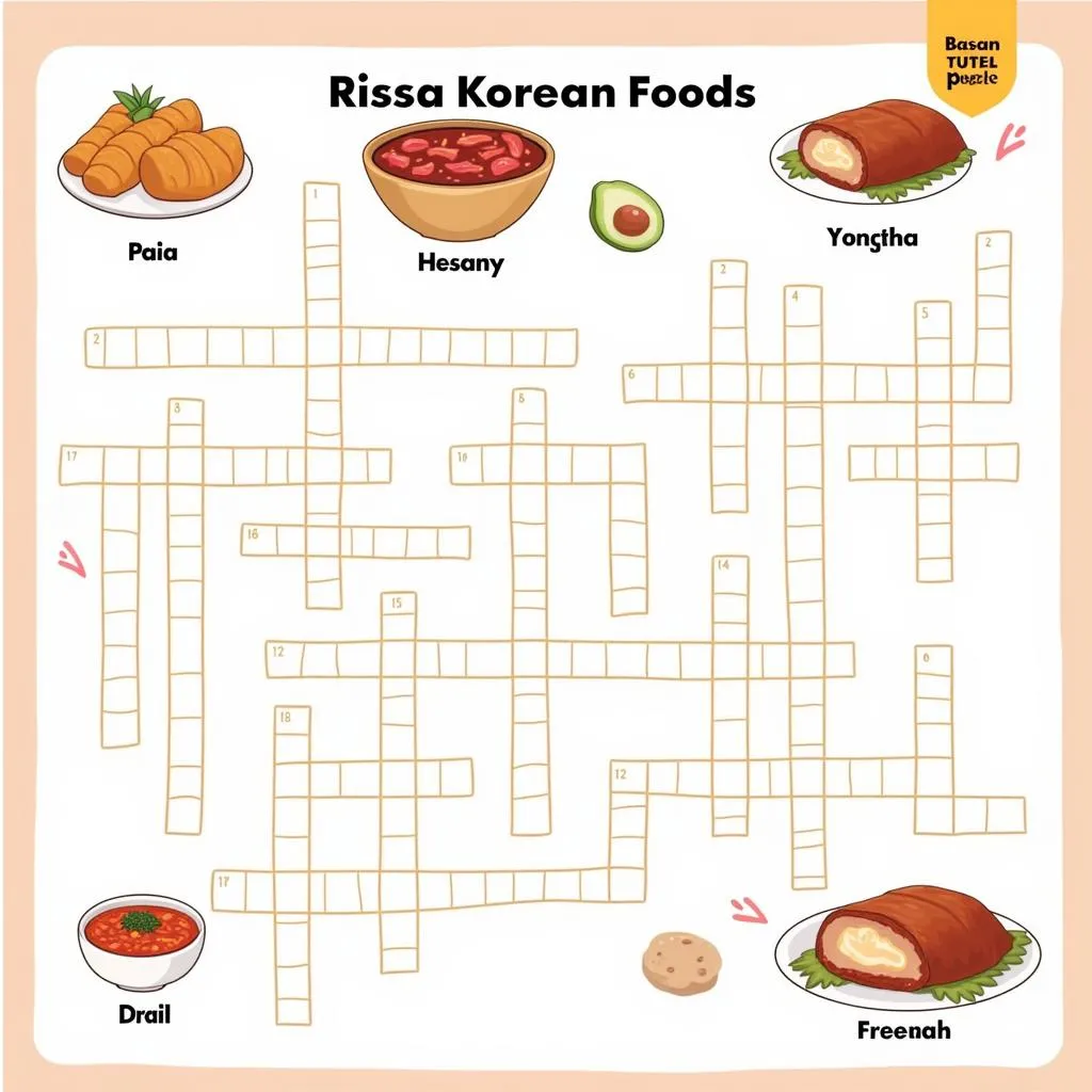 Crossword puzzle with clues related to meaty Korean dishes