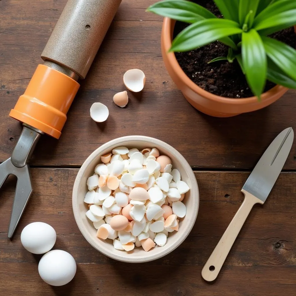 Crushed Eggshells as Plant Fertilizer