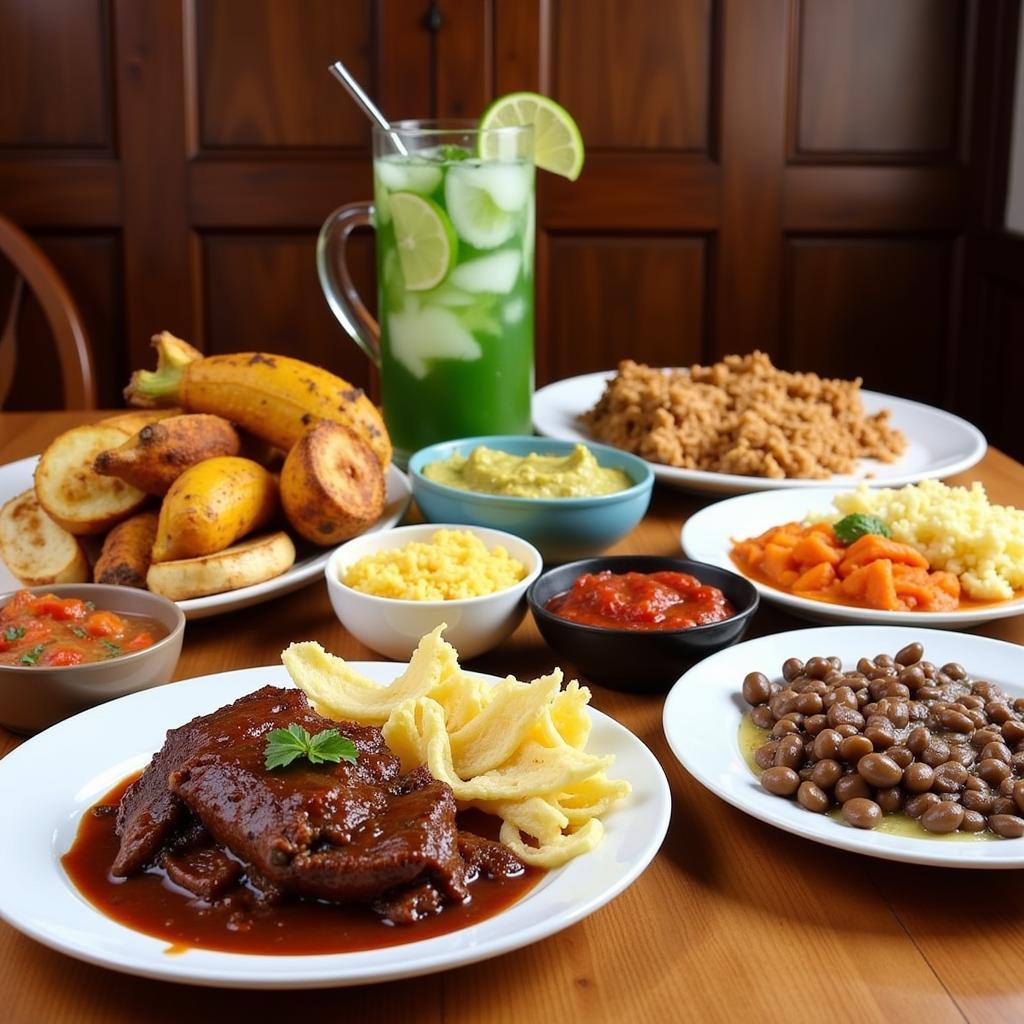 A colorful spread of Cuban cantina dishes