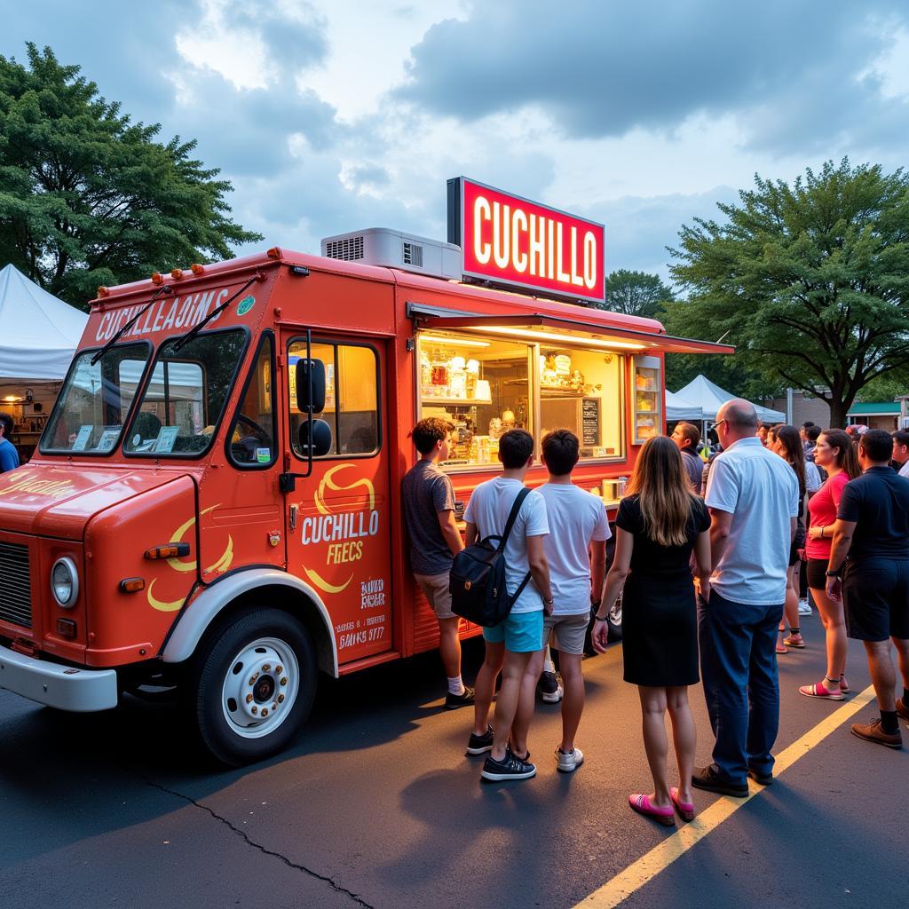 Cuchillo Food Truck serving customers at a local event