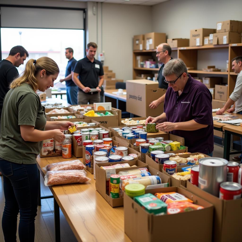 Volunteers sorting donations at a Cullman food bank