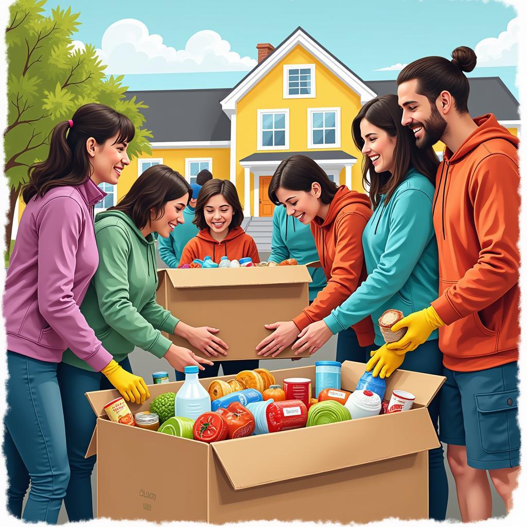  Volunteers collecting food donations at a Cullman community food drive.