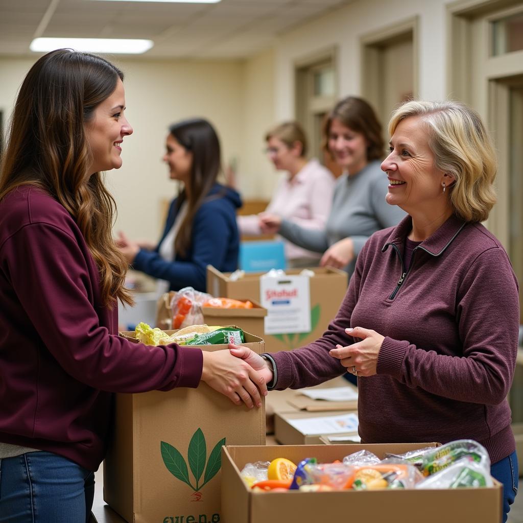  A Cullman resident receives a bag of groceries at a local food bank.