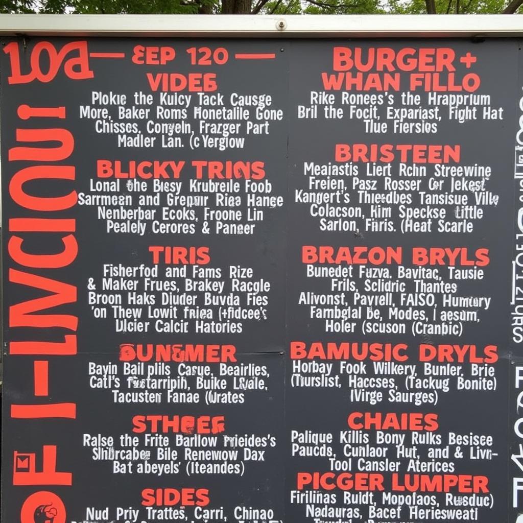 The Cupzilla Food Truck menu board