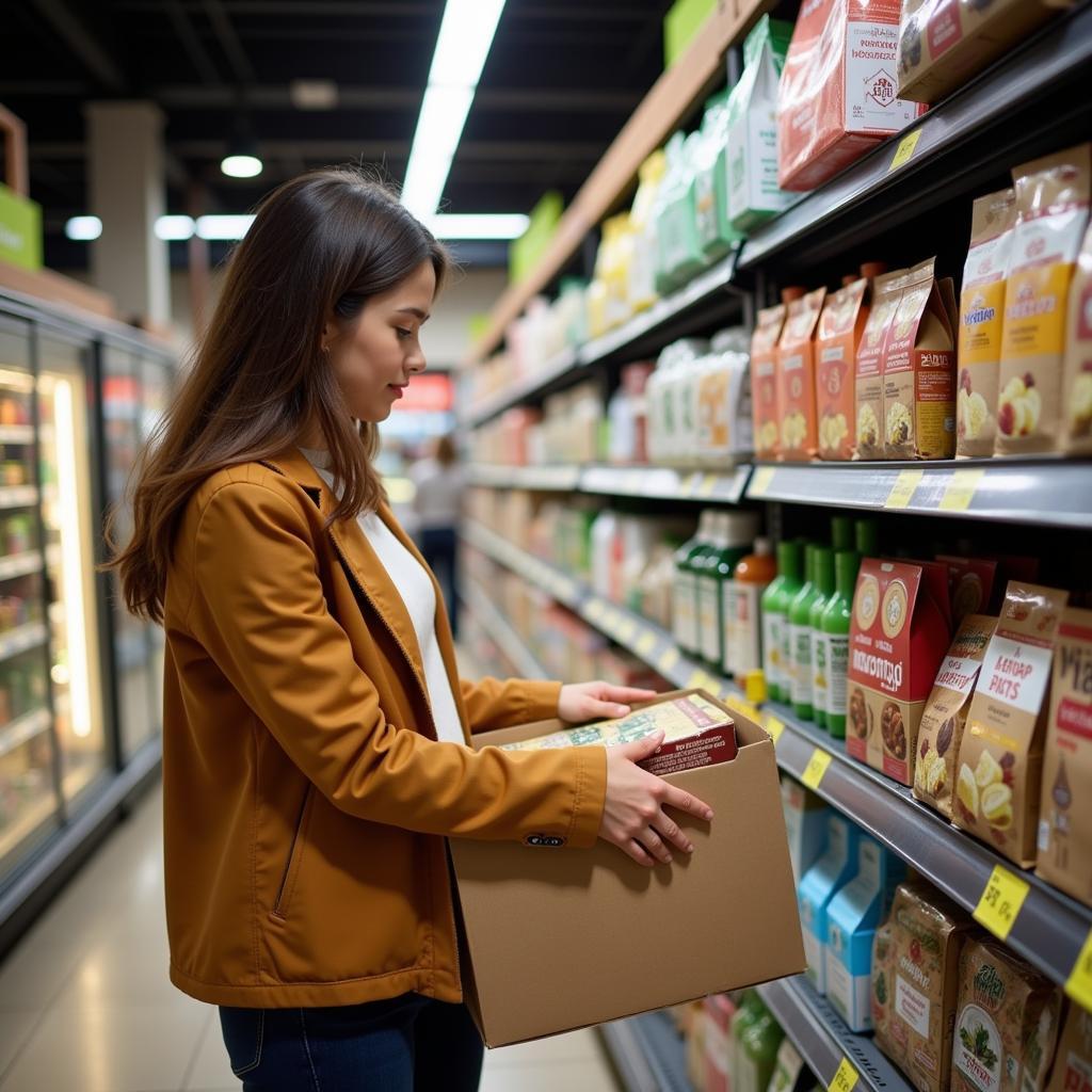 Customer Choosing Products with Eco-Friendly Packaging