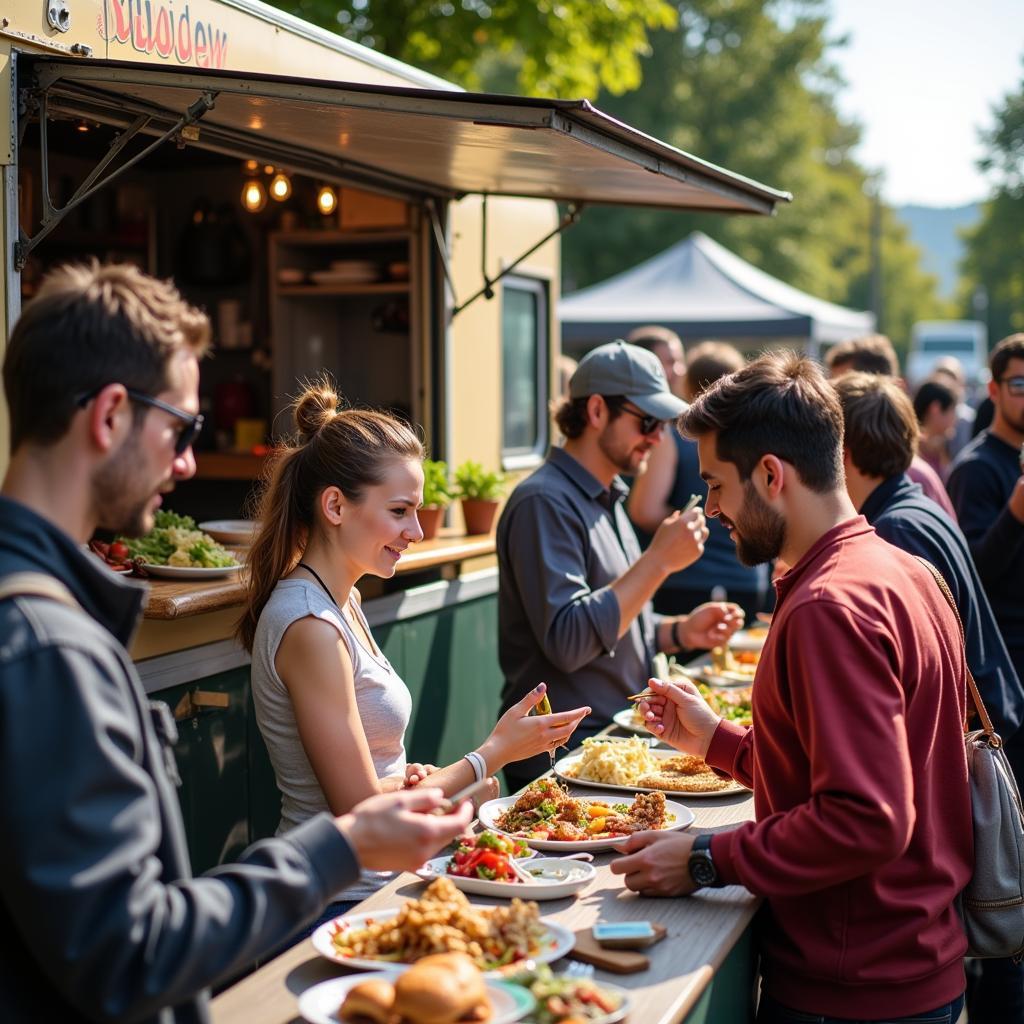 Enjoying a Meal at a Fresh Harvest Food Truck