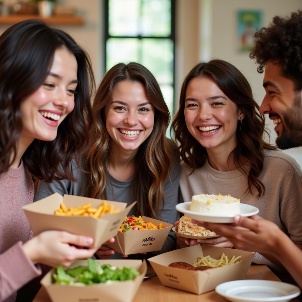 Customers Enjoying Meals in Personalized Containers