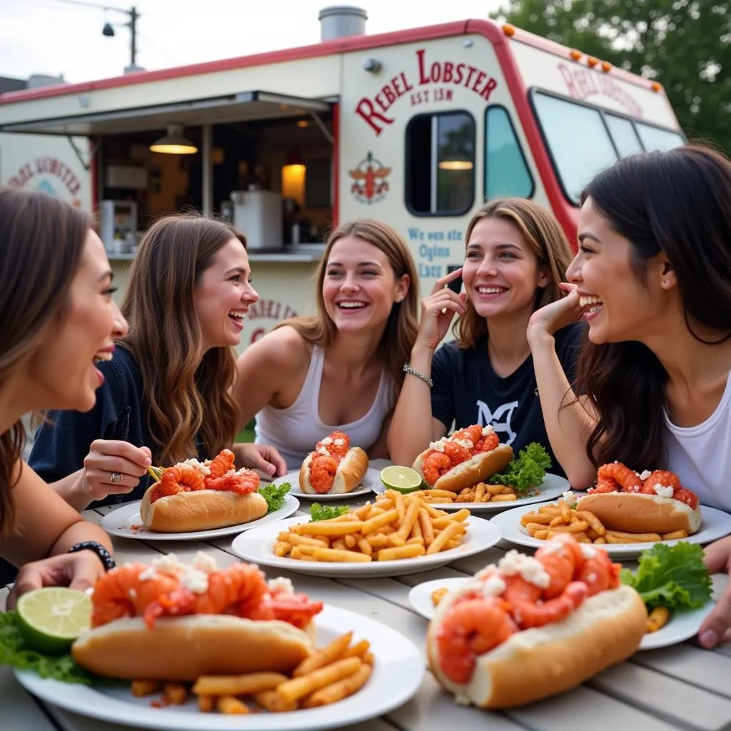  Customers Enjoying Their Meal from Rebel Lobster