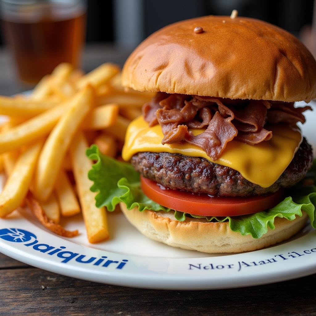 Delicious burger and fries from the Daiquiri Factory food menu