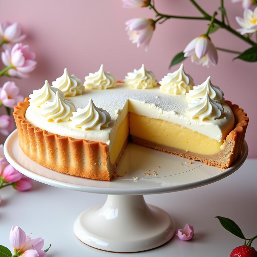 Decorated angel food pie with filling