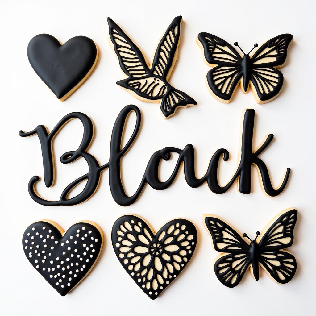 Decorated Cookies with Black Royal Icing