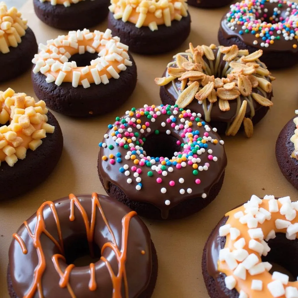 Decorated Devil's Food Cake Donuts