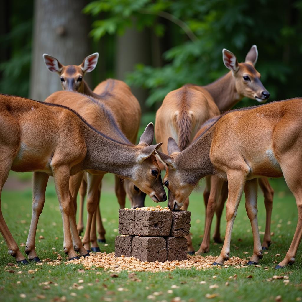 Deer Consuming Food Block