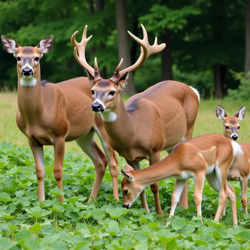 Whitetail Deer Grazing in a Food Plot