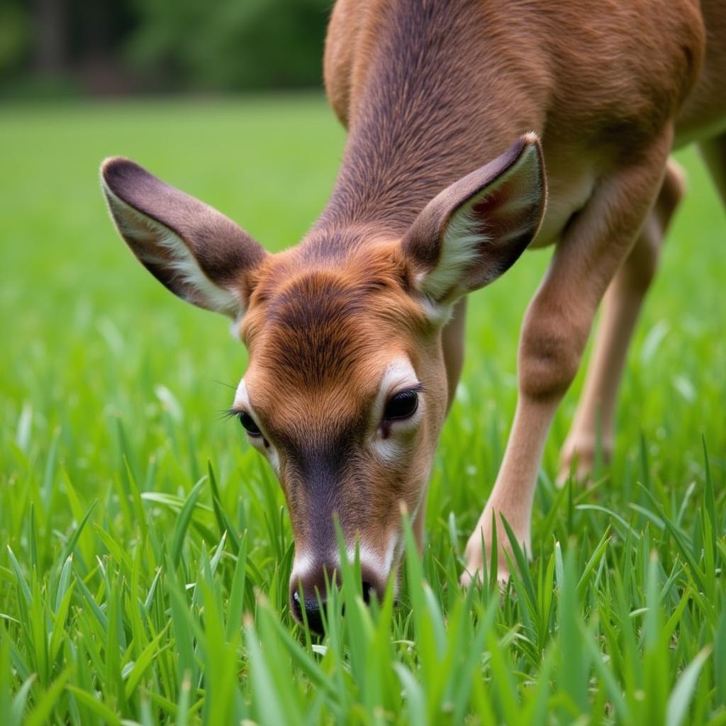 Deer Eating Oats in a Food Plot