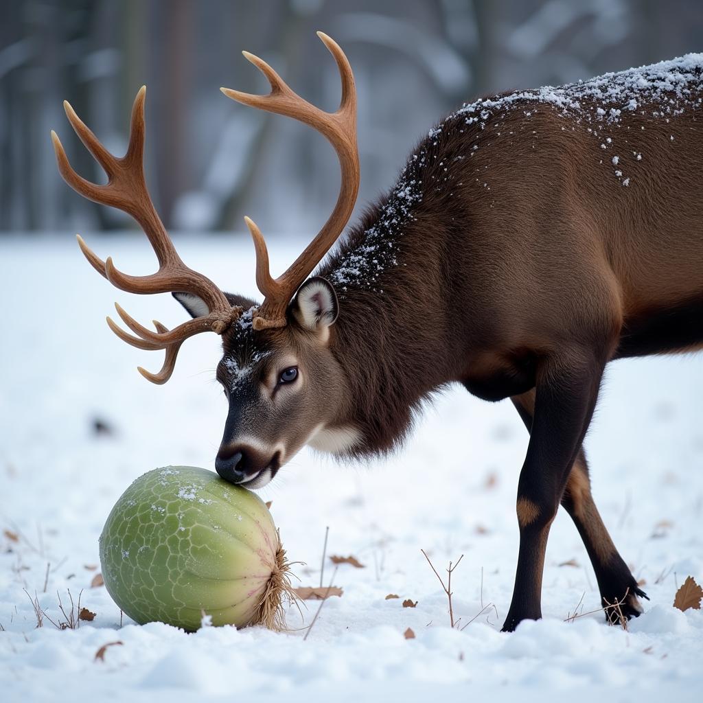 Deer Eating Turnips