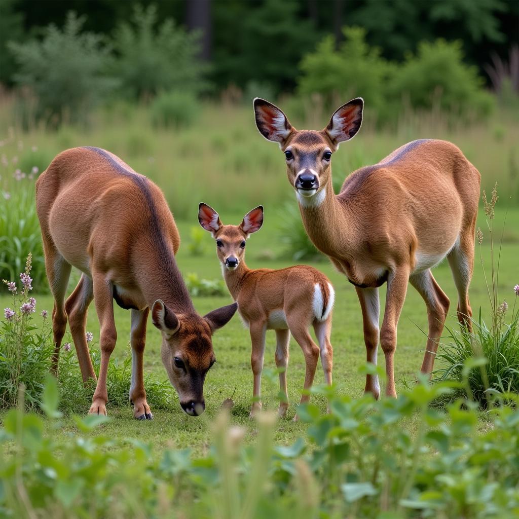 Deer Feeding in a Food Plot