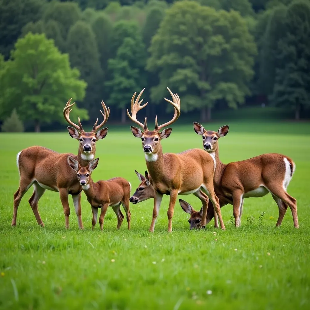 Deer Feeding on Food Plot