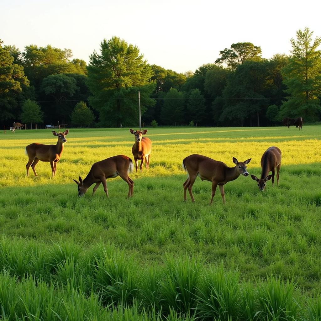 Deer Feeding on a One-Acre Food Plot