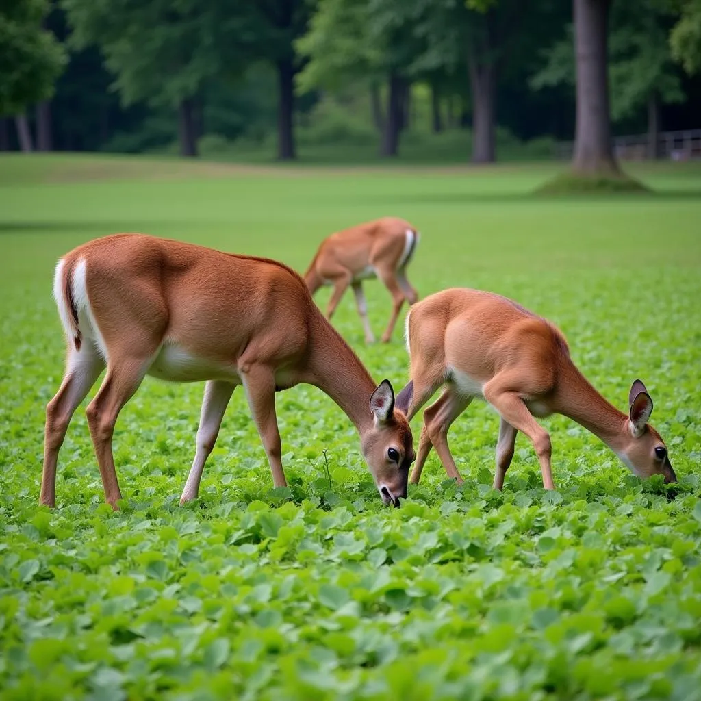 White-tailed Deer Grazing on Clover